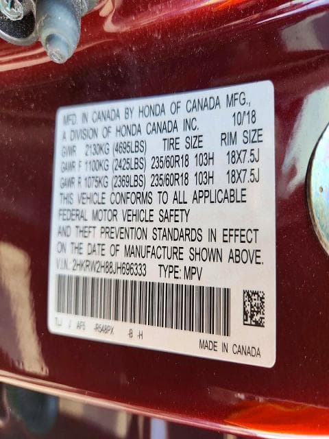 2018 HONDA CR-V EXL 13