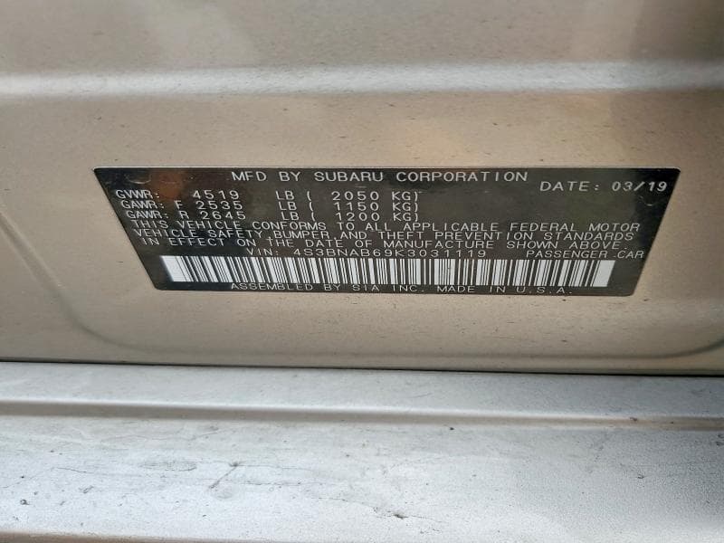 2019 SUBARU LEGACY 2.5I 12