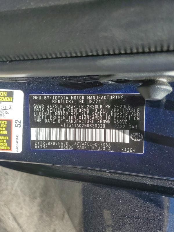 2022 TOYOTA CAMRY SE 12
