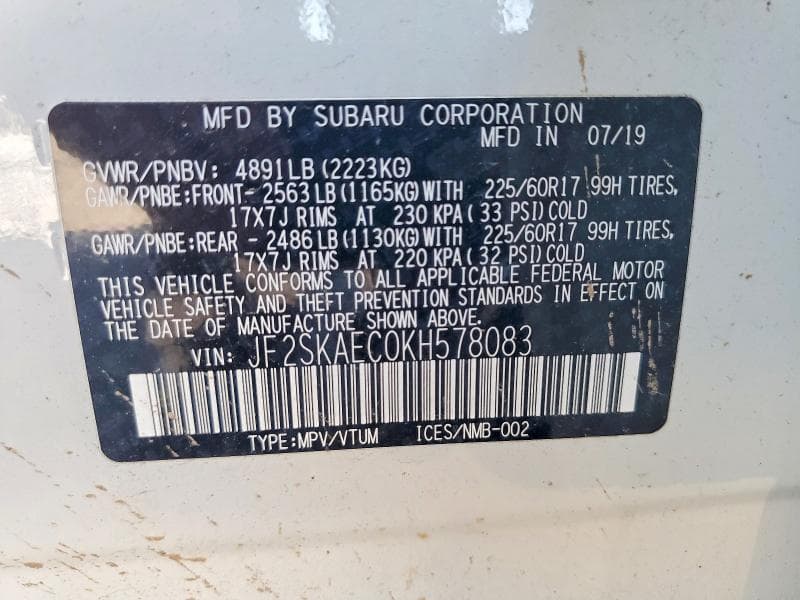 2019 SUBARU FORESTER PREMIUM 13