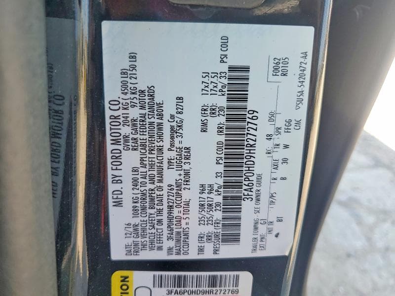 2017 FORD FUSION SE 12