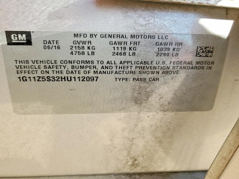 2017 CHEVROLET IMPALA LS 12