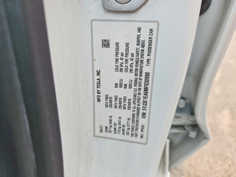 2021 TESLA MODEL 3 12