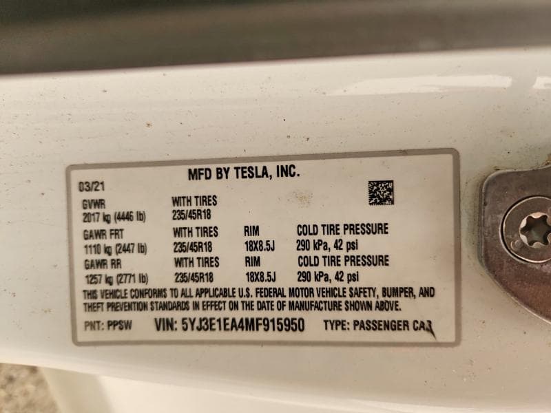 2021 TESLA MODEL 3 13