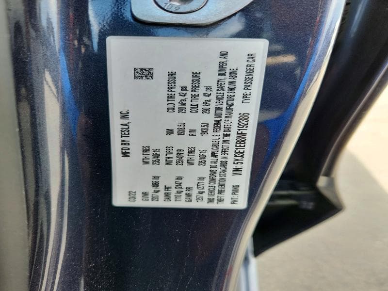 2022 TESLA MODEL 3 12