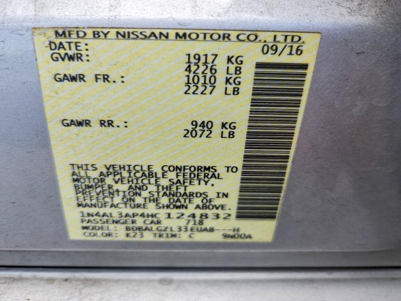 2017 NISSAN ALTIMA 2.5 S 12