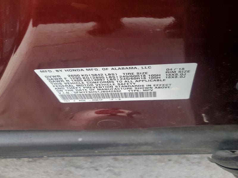 2018 HONDA PILOT EXL 13