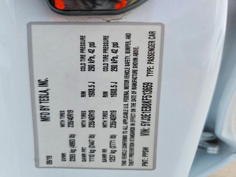 2019 TESLA MODEL 3 12