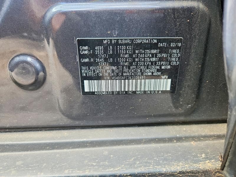 2019 SUBARU OUTBACK 2.5I 13