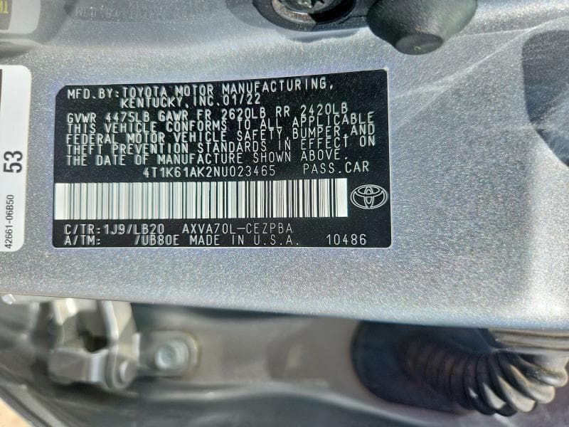 2022 TOYOTA CAMRY XSE 12