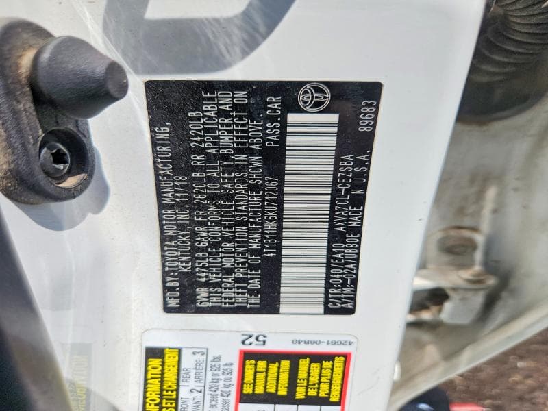 2019 TOYOTA CAMRY SE 12