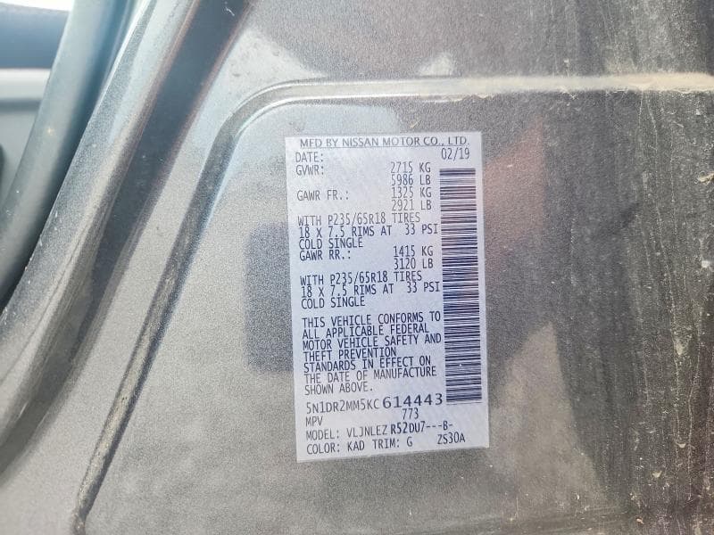 2019 NISSAN PATHFINDER SV 13