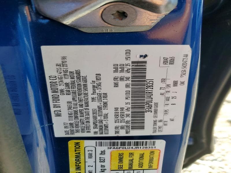 2018 FORD FUSION SE HYBRID 12