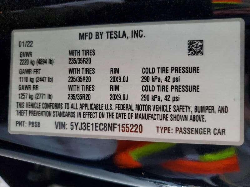 2022 TESLA MODEL 3 12