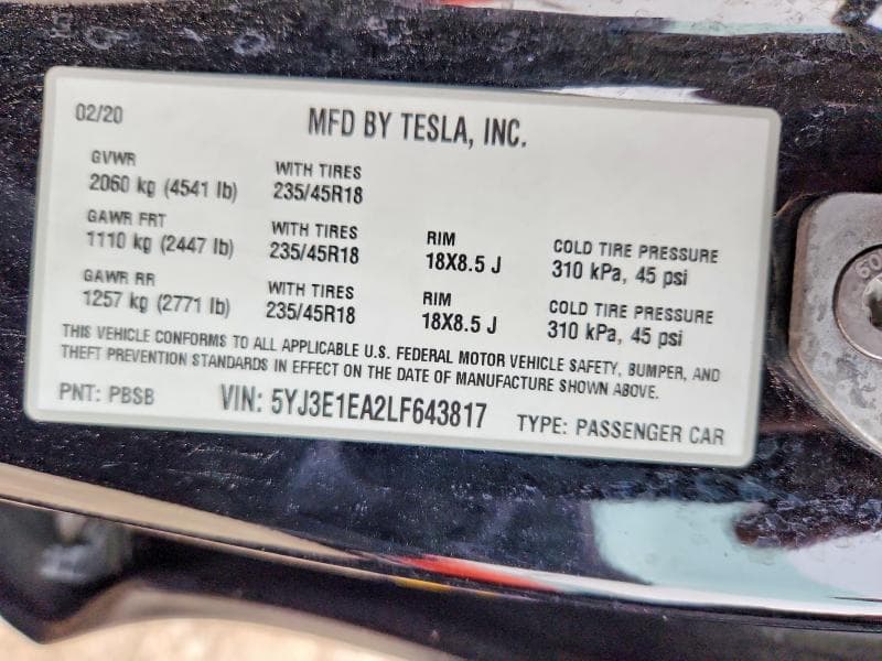 2020 TESLA MODEL 3 12
