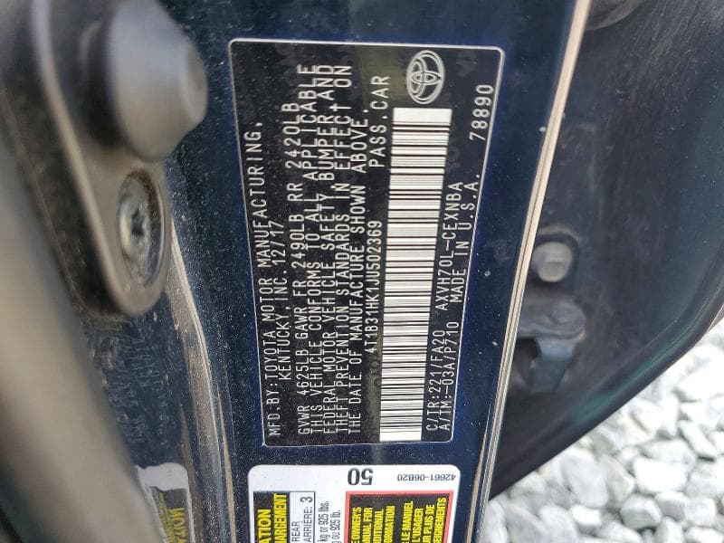 2018 TOYOTA CAMRY LE 12
