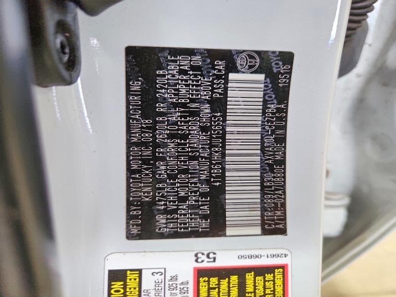 2018 TOYOTA CAMRY XSE 12