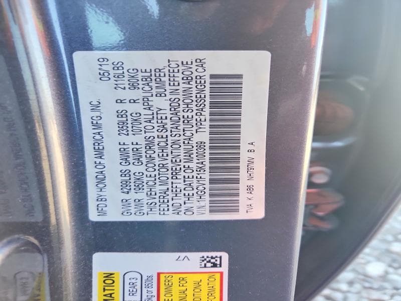 2019 HONDA ACCORD LX 12