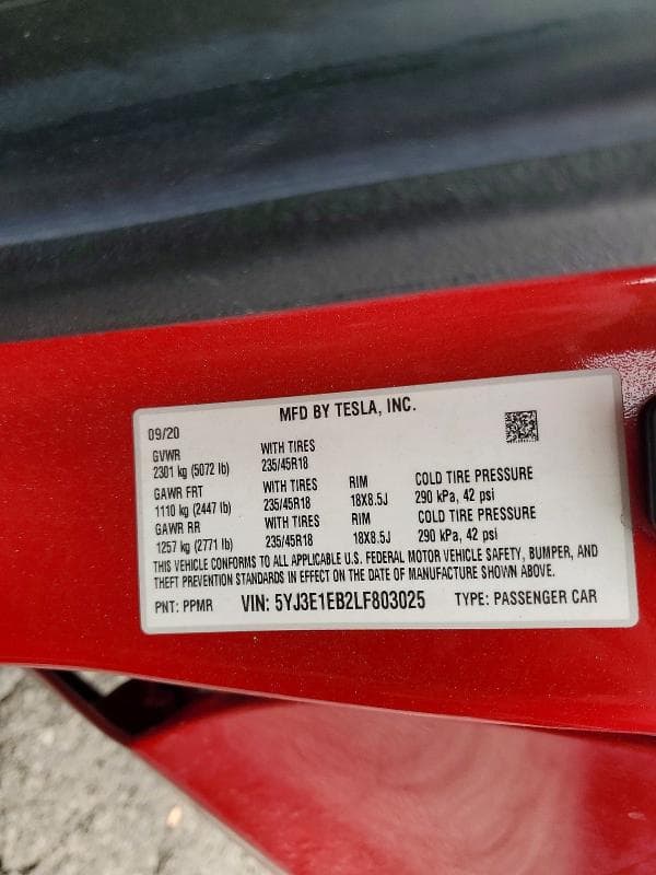 2020 TESLA MODEL 3 13