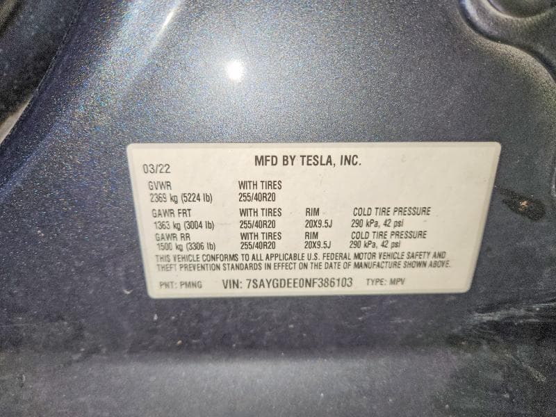 2022 TESLA MODEL Y 13