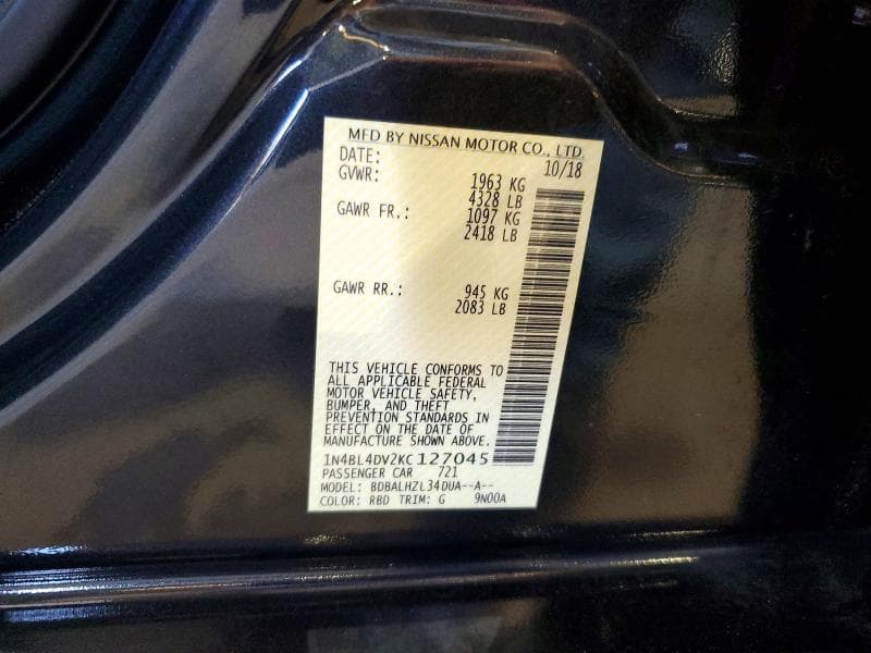 2019 NISSAN ALTIMA SV 13