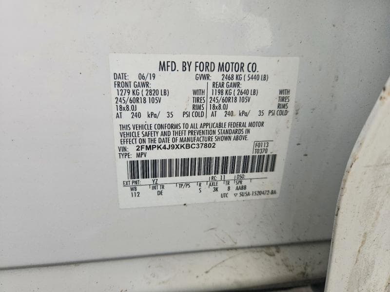 2019 FORD EDGE SEL 12
