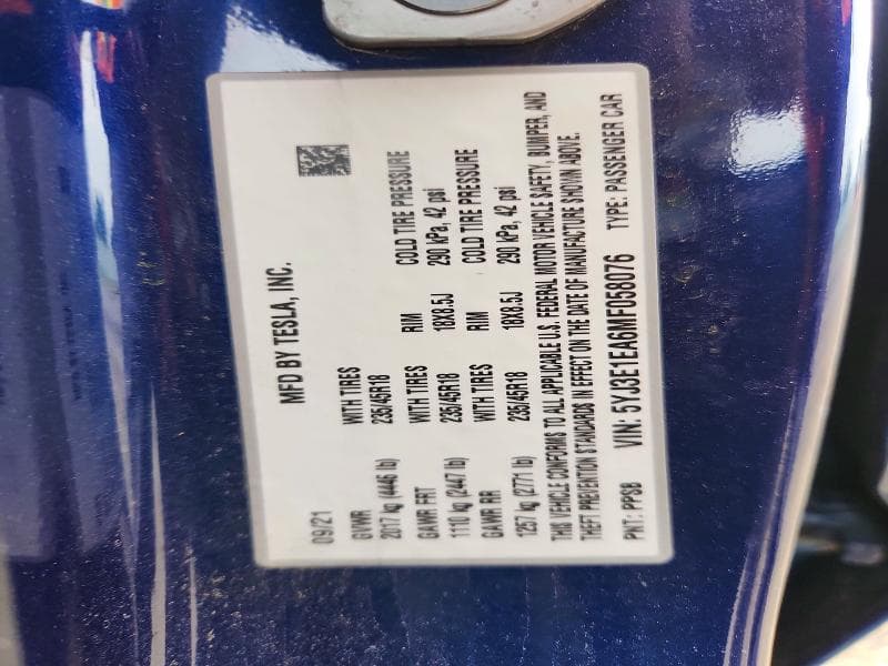 2021 TESLA MODEL 3 12