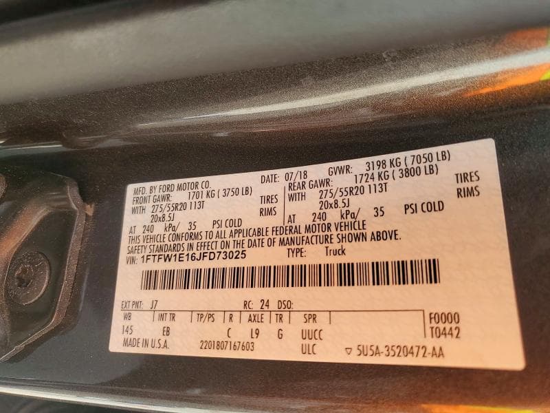 2018 FORD F150 SUPERCREW 12