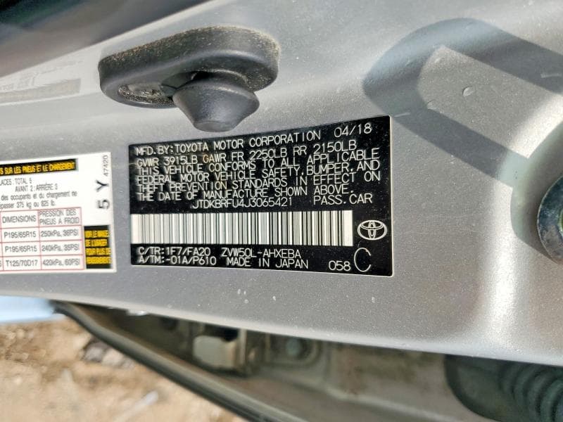 2018 TOYOTA PRIUS TWO 12