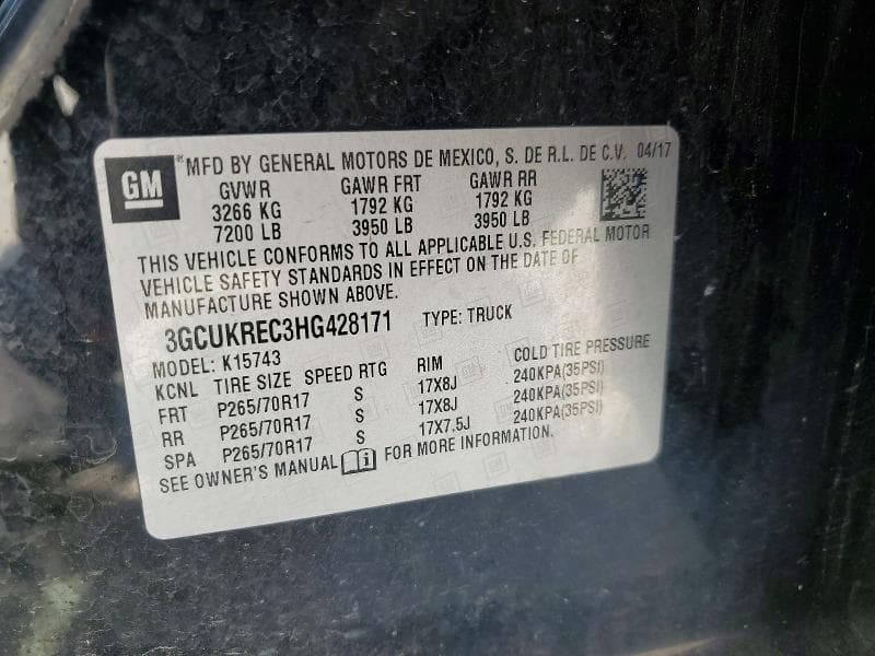 2017 CHEVROLET SILVERADO K1500 LT 12