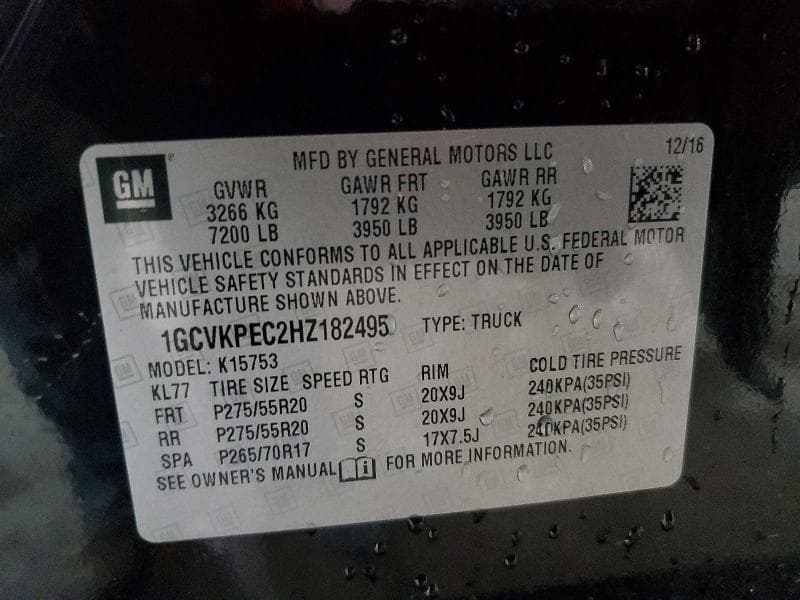 2017 CHEVROLET SILVERADO K1500 CUSTOM 12