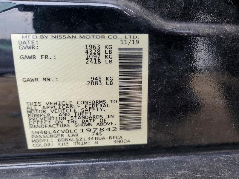 2020 NISSAN ALTIMA SR 12