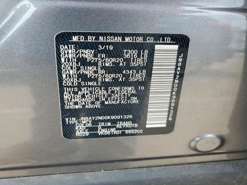 2019 NISSAN ARMADA SL 13