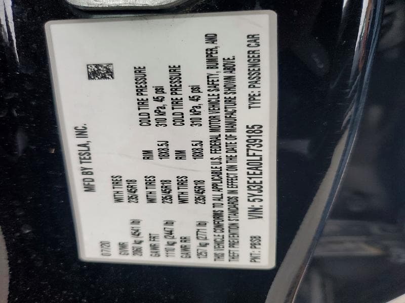 2020 TESLA MODEL 3 12