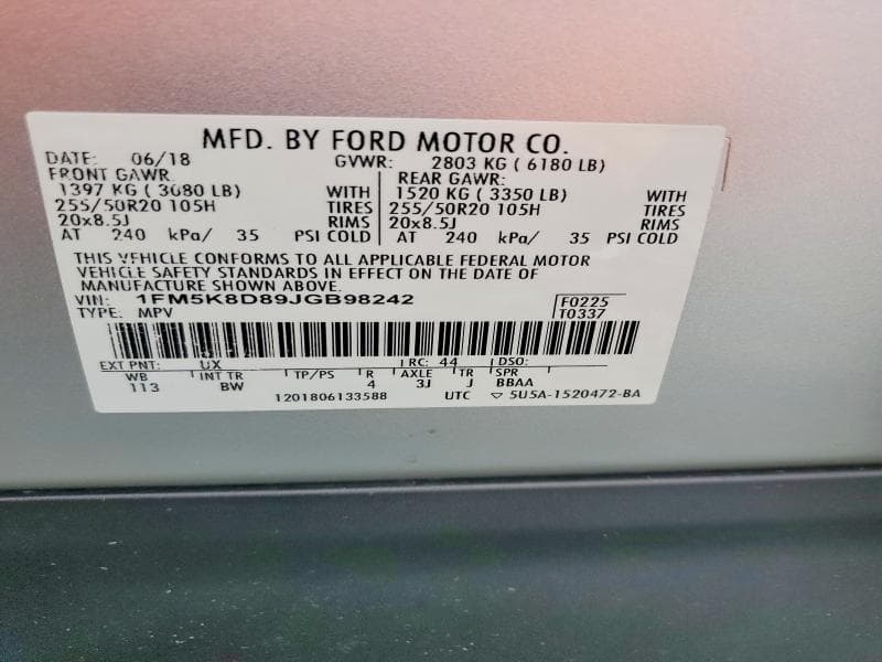 2018 FORD EXPLORER XLT 13