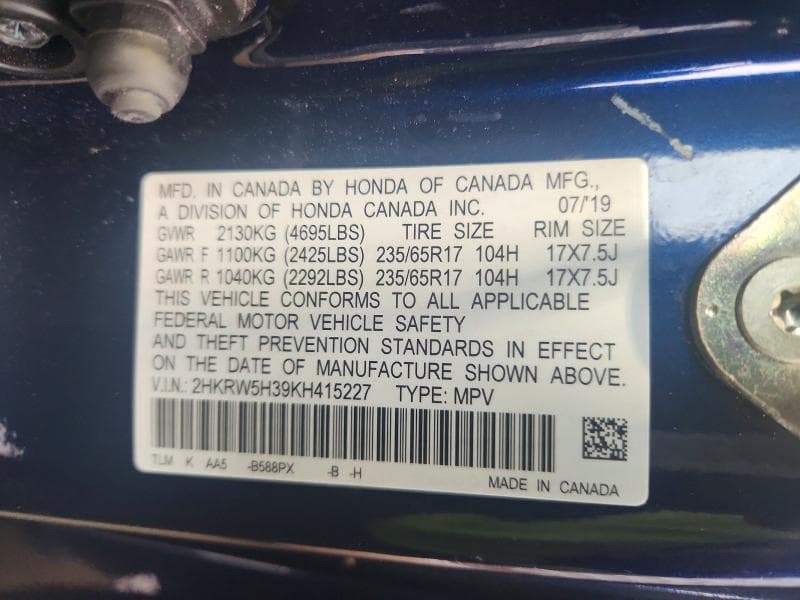 2019 HONDA CR-V LX 14