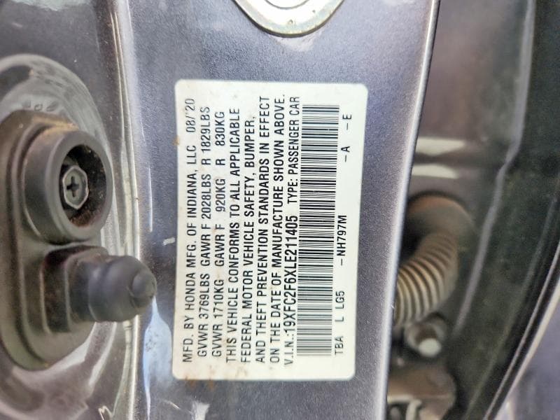 2020 HONDA CIVIC LX 12