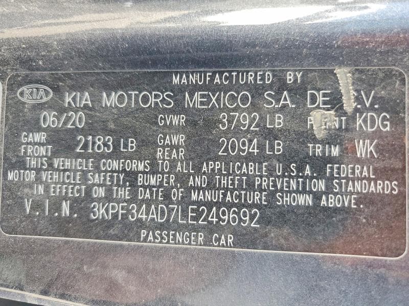 2020 KIA FORTE GT LINE 12