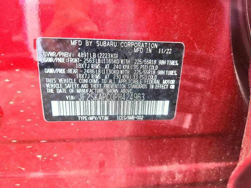 2023 SUBARU FORESTER LIMITED 13