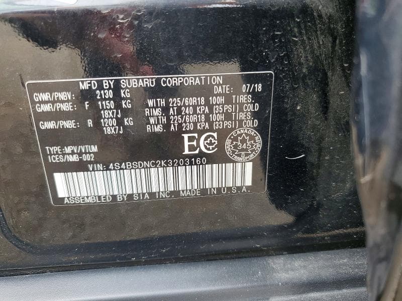 2019 SUBARU OUTBACK 2.5I LIMITED 14
