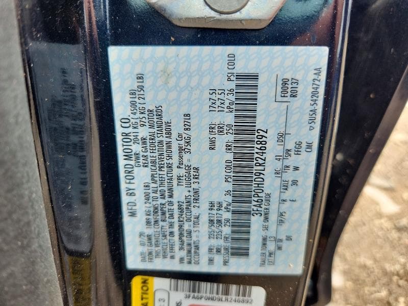 2020 FORD FUSION SE 12