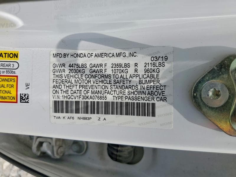 2019 HONDA ACCORD SPORT 12