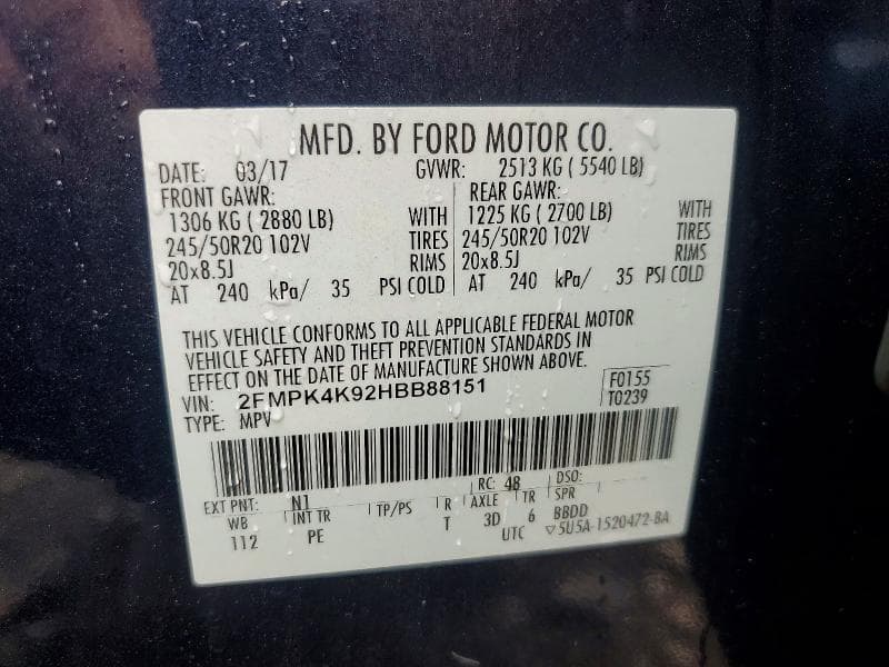 2017 FORD EDGE TITANIUM 12