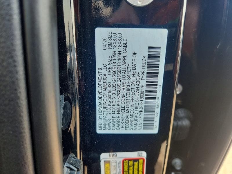 2026 HONDA RIDGELINE BLACK EDITION 12