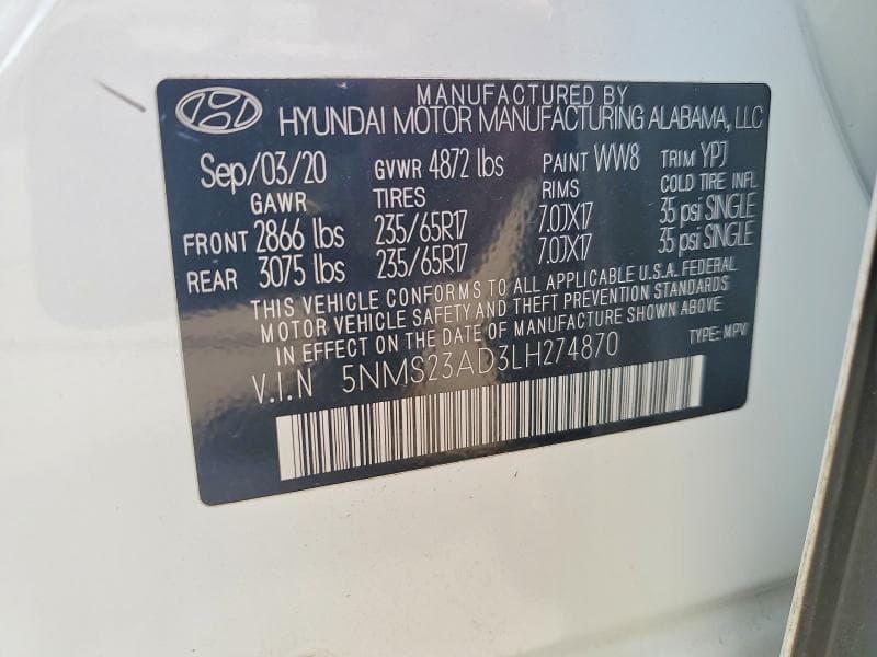 2020 HYUNDAI SANTA FE SE 13