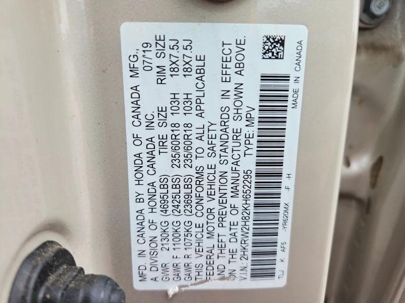 2019 HONDA CR-V EXL 13