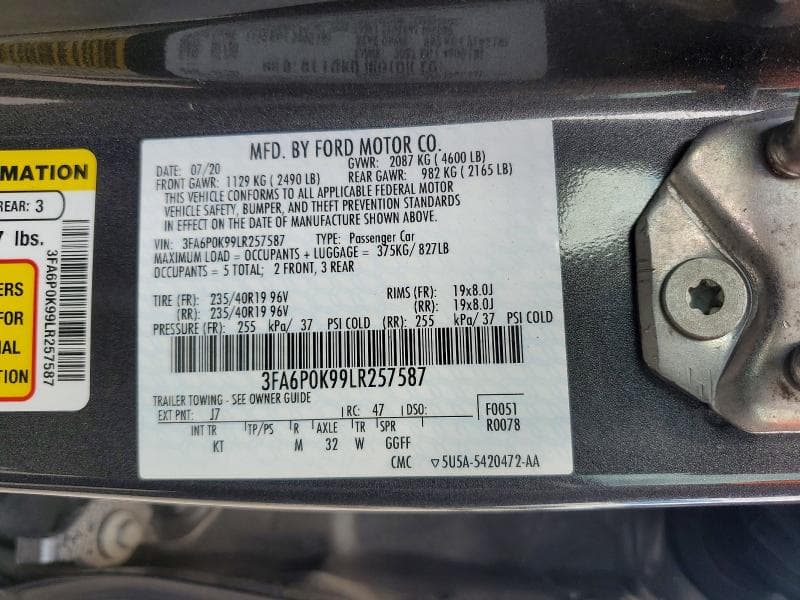2020 FORD FUSION TITANIUM 12