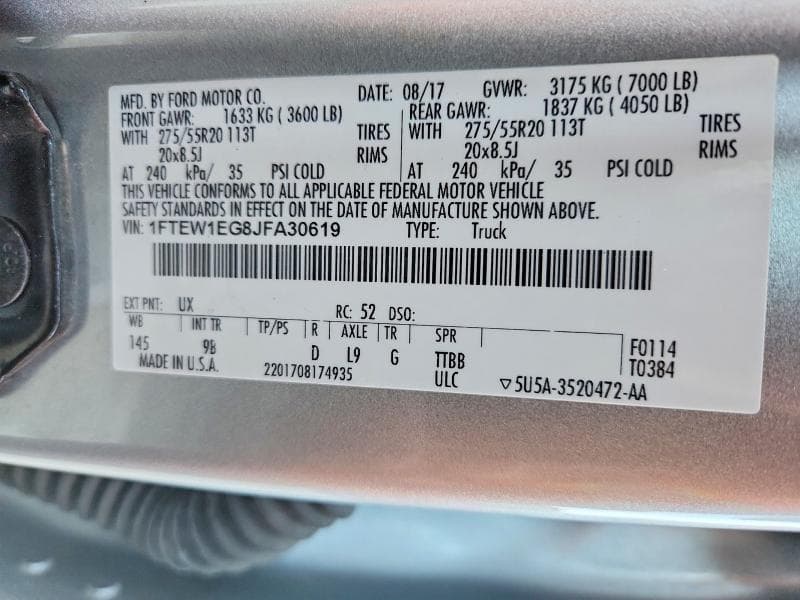 2018 FORD F150 SUPERCREW 12