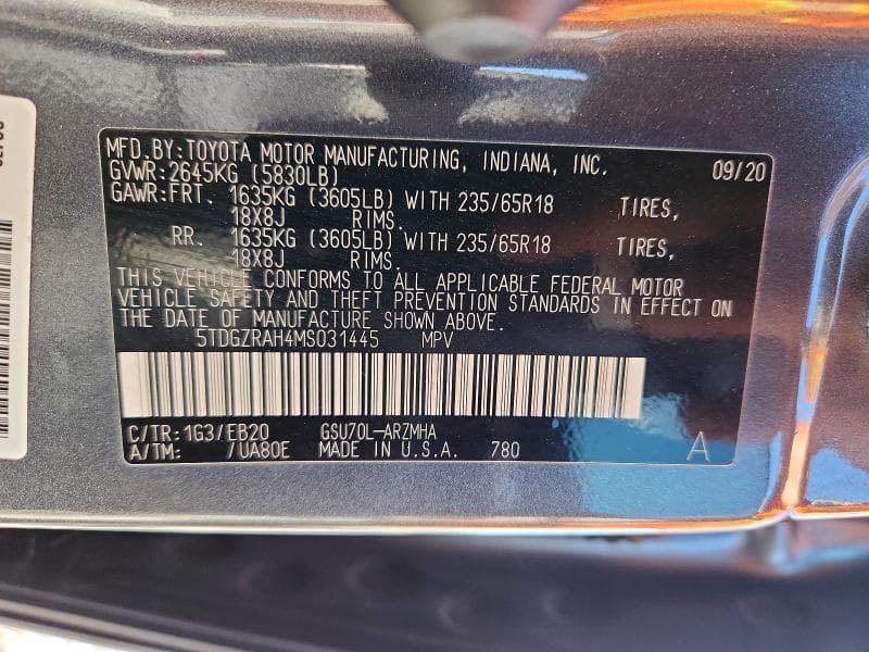 2021 TOYOTA HIGHLANDER XLE 13