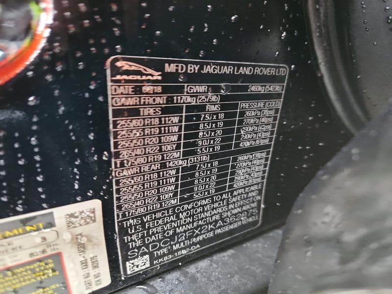 2019 JAGUAR F-PACE PREMIUM 13